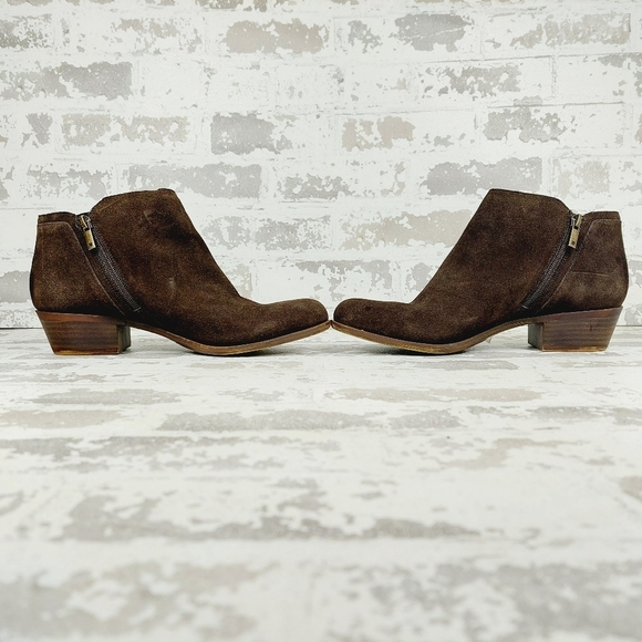 Lucky Brand Brown Leather Suede Side Zipper Heels Ankle Bootie V673 - Picture 7 of 13